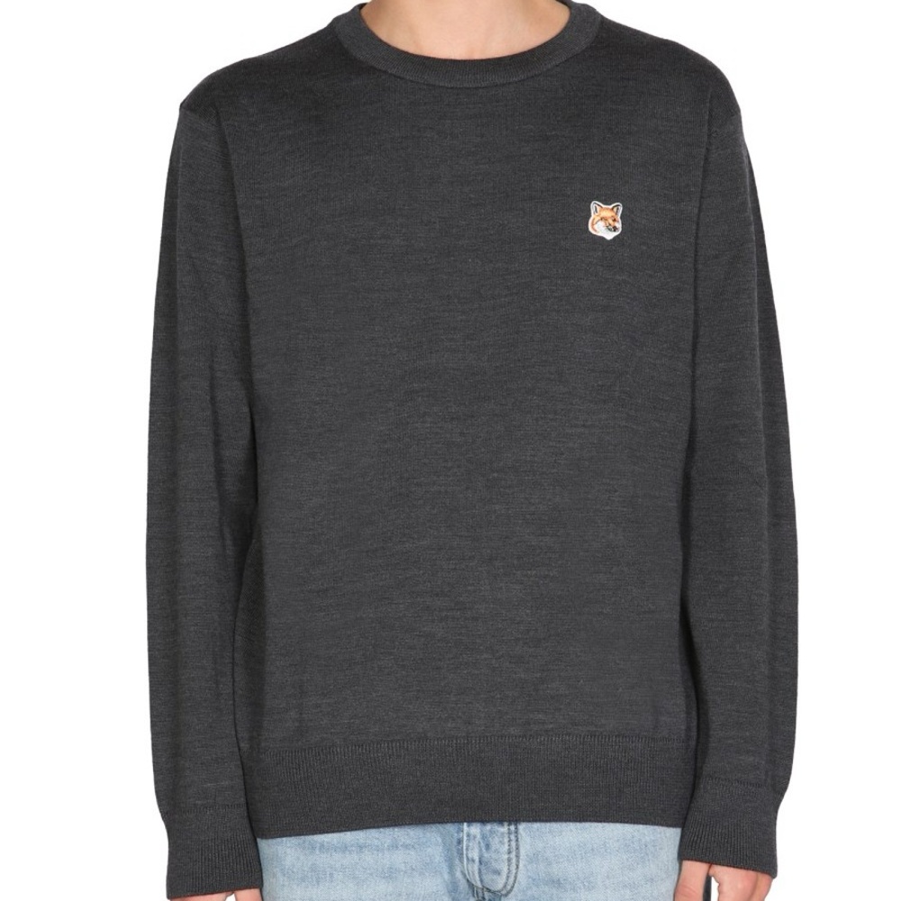 MAISON KITSUNE Charcoal Gray Crewneck Sweater